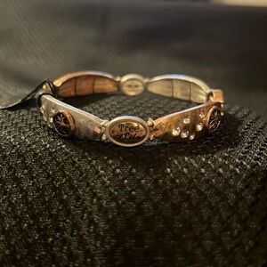 Tree of Life elastic bracelet. Copper and silver colored